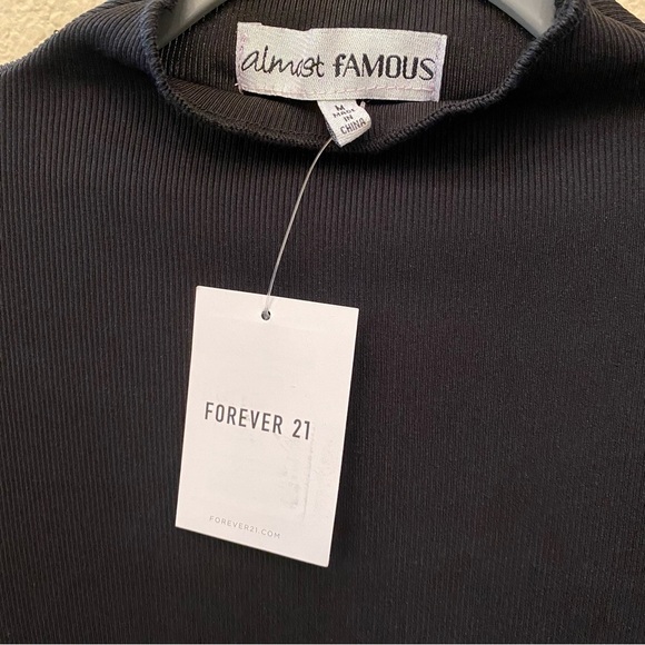 NWT~FOREVER 21 x ALMOST FAMOUS Women Black Ruched Dress Size Medium - Picture 6 of 9